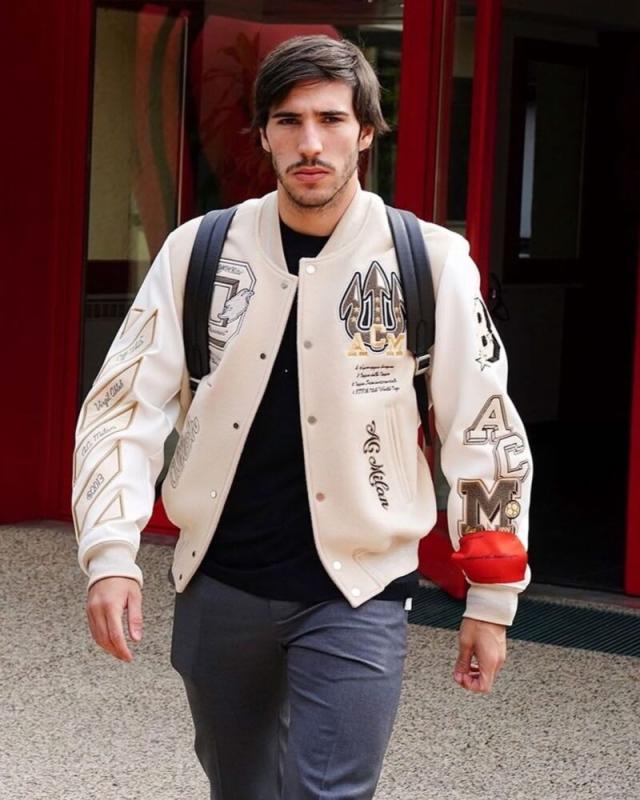 AC Milan Off White Varsity Jacket - The Movies Jackets