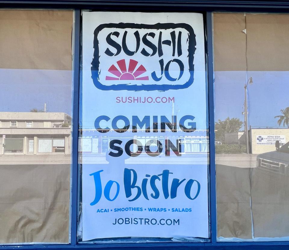 Popular Sushi Jo and Jo Bistro restaurants in West Palm Beach are moving to 6200 S. Dixie Highway from their location at 319 Belvedere Road.
