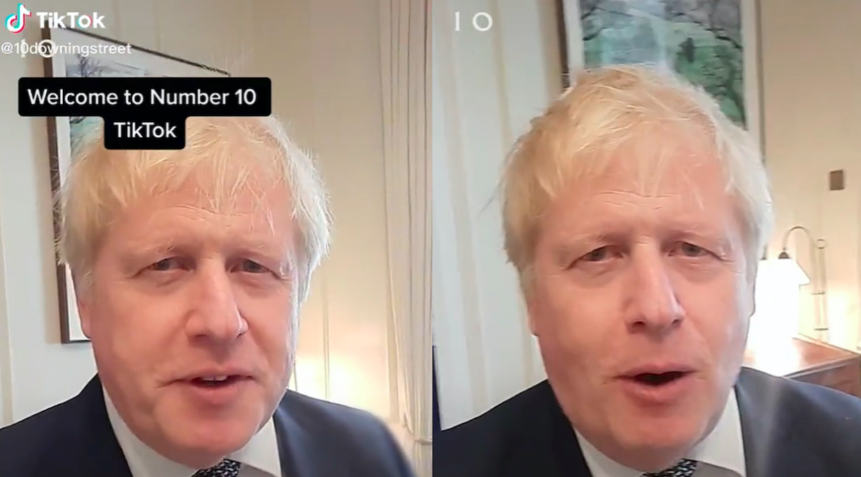 Boris Johnson announced the launch of the Downing Street TikTok account on Tuesday. (PA/TikTok)