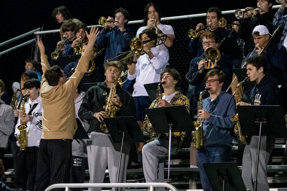 The La Salle jazz band performs during Friday's game against Archbishop Wood.