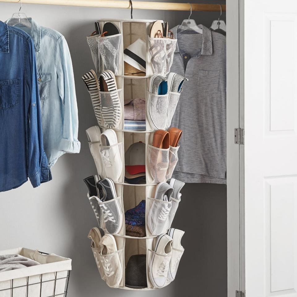 a carousel closet organizer in a closet