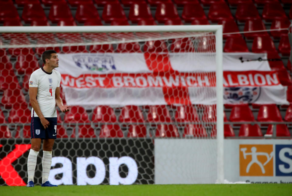 England's Conor Coady during the UEFA Nations League Group 2, League A match at Parken Stadium, Copenhagen. (Photo by Nick Potts/PA Images via Getty Images)