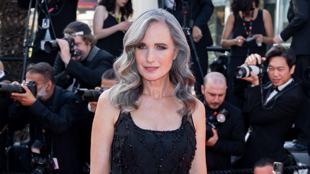 andie macdowell the old oak red carpet the 76th annual cannes film festival