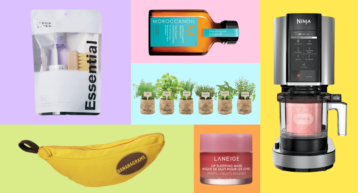 best last-minute christmas gifts, amazon, bananagrams, laneige, ninja creami, moroccanoil, plants, sneaker cleaning kit, Best last-minute gift ideas from Amazon for everyone on your list (photos via Amazon).