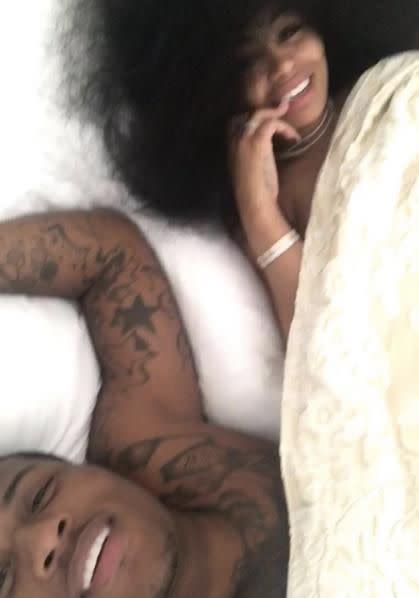 He also posted this snap on Instagram of him and Chyna in bed together. Source: Instagram