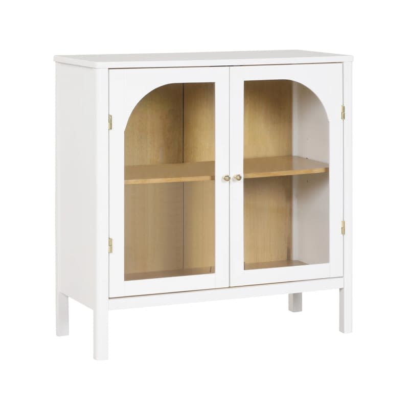 Wood & Glass Door Storage Cabinet White