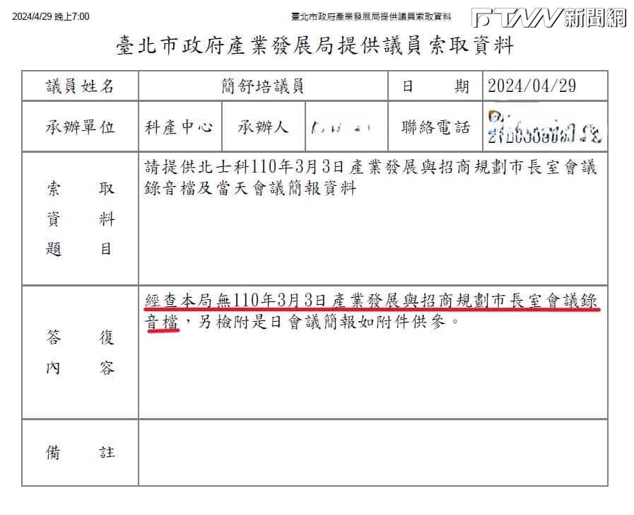 簡舒培臉書爆料北士科會議從來沒有錄音檔（圖／台北市議員簡舒培臉書）