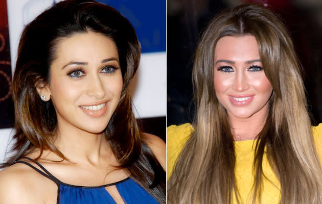 Lauren Goodger, the English star who features in dramality series 'The Only Way Is Essex' and Bollywood's own Karisma Kapoor look like twins separated at birth.