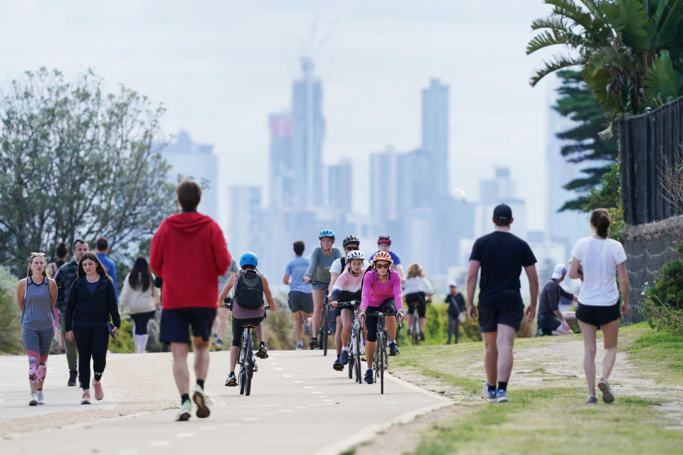 People exercise in Brighton, Melbourne amid the pandemic. Source: AAP