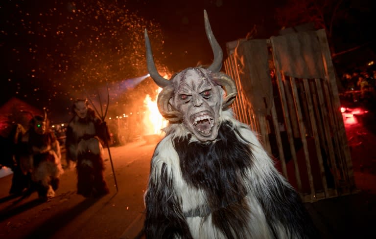 "Krampus" is traditionally the evil sidekick of Santa, sent to frighten away "evil spirits" in the run-up to Christmas