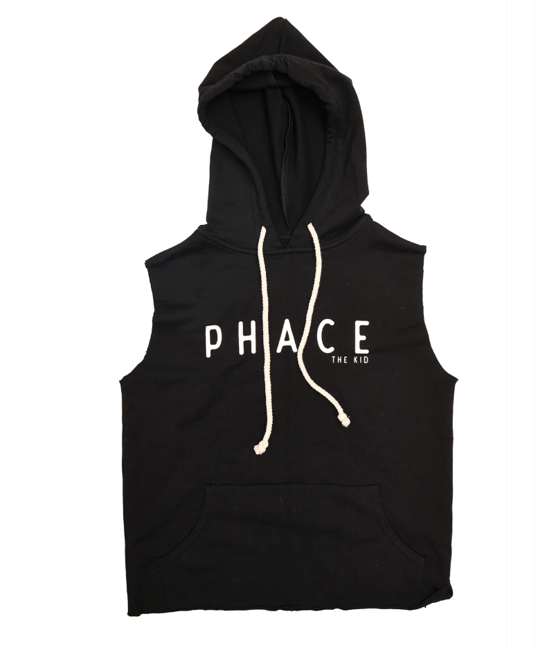 sleeveless black hoodie