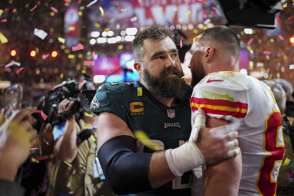 Brothers Travis Kelce and Jason Kelce face off in Super Bowl LVII