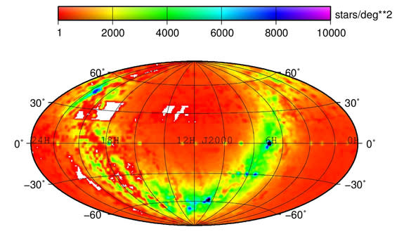 Map of star coverage from the latest release of APASS data.