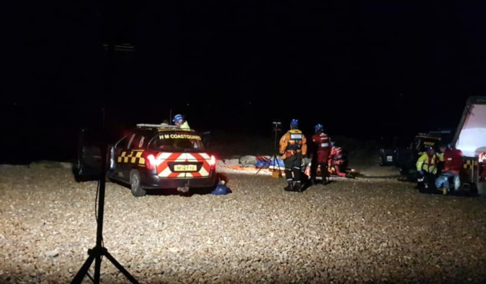 The people had been cut off by the tides and then tried to climb the mud banks, coastguards said (Picture: Facebook/Southbourne Coastguard)