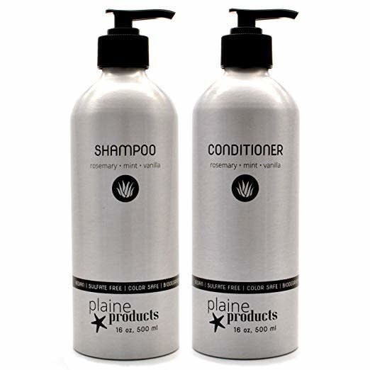 These Plaine Products Aluminum Shampoo and Conditioner Bottles can be returned and refilled. <strong><a href="https://www.amazon.com/Shampoo-Conditioner-Rosemary-Returnable-Refillable/dp/B01LXCJ34A?thehuffingtop-20=undefined&amp;th=1" target="_blank" rel="noopener noreferrer">Find them for $60 on Amazon</a>.&nbsp;</strong>