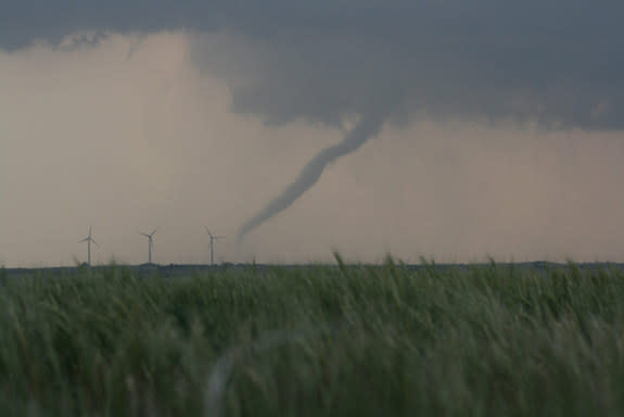 This tornado was one of many spawned during a massive outbreak stretching from eastern Colorado to Oklahoma on May 23-24 in 2011.