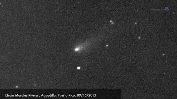 Comet ISON was photographed by Efrain Morales Rivera on Sept. 15, 2013, as seen in this still from a NASA video. Video published Sept. 23, 2013.