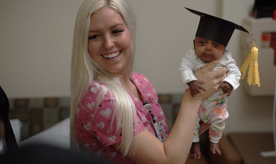 World's smallest baby, Saybie, with her nurse