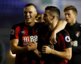 Soccer Football - Carabao Cup Second Round - Birmingham City vs AFC Bournemouth - Birmingham, Britain - August 22, 2017 Bournemouth's Brad Smith and teammates celebrate after the match Action Images via Reuters/Craig Brough