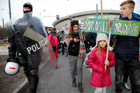 Protesters take part in the March for the Climate on the streets of Katowice, where the COP24 UN Climate Change Conference 2018 is held, Poland, December 8, 2018