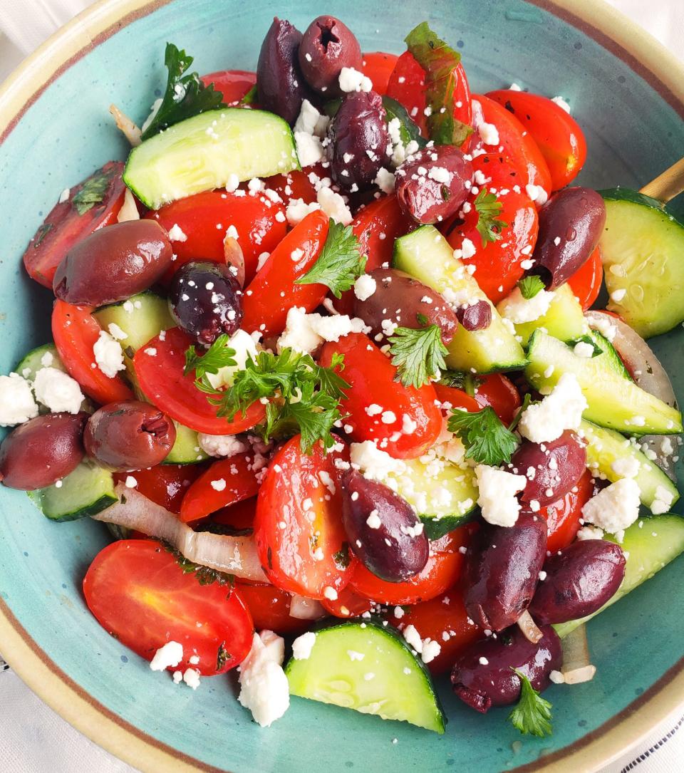 Cucumber, Tomato & Feta Salad with Balsamic Dressing