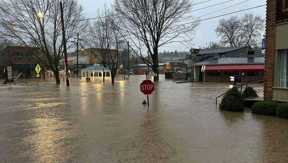 Flooding west of Pittsburgh in the Oakdale area