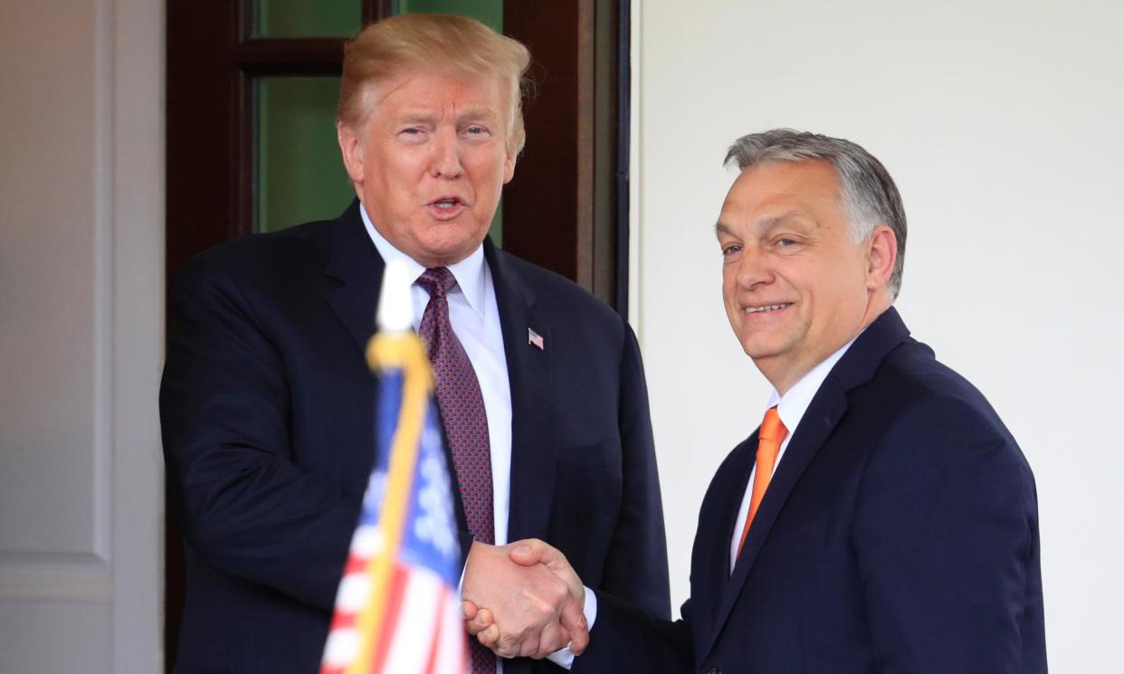 <span>Donald Trump welcomes Viktor Orban to the White House in 2019. There are fears that Orbán could use his access to the Republican presidential candidate to promote Kremlin talking points on Ukraine.</span><span>Photograph: Manuel Balce Ceneta/AP</span>
