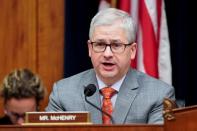 FILE PHOTO: Rep. Patrick McHenry (R-NC) questions Federal Reserve Board Chairman Jerome Powell as he delivers the Federal Reserve’s Semiannual Monetary Policy Report in Washington