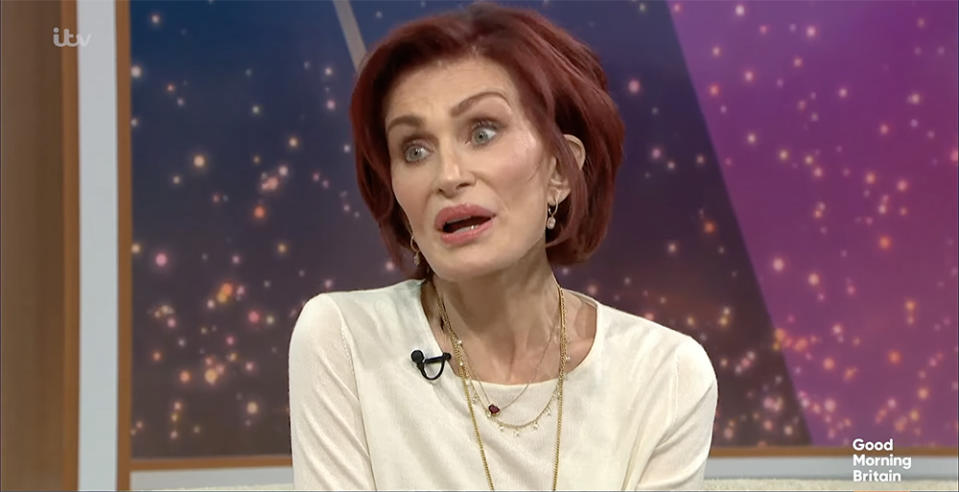 Plastic surgeons warning of dreaded “Ozempic face” pointed to a “dramatic” case of a sunken profile, Sharon Osbourne. Good Morning Britain/ITV