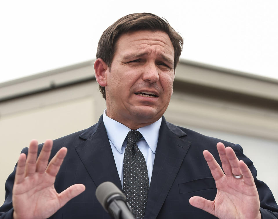 Florida Governor, Ron DeSantis holds a press conference to - Credit: Paul Hennessy/SOPA Images/LightRocket/Getty Images