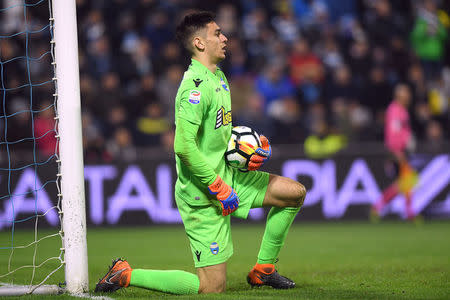 Soccer Football - Serie A - SPAL vs Juventus - Paolo Mazza, Ferrara, Italy - March 17, 2018 Spal's Alex Meret REUTERS/Alberto Lingria