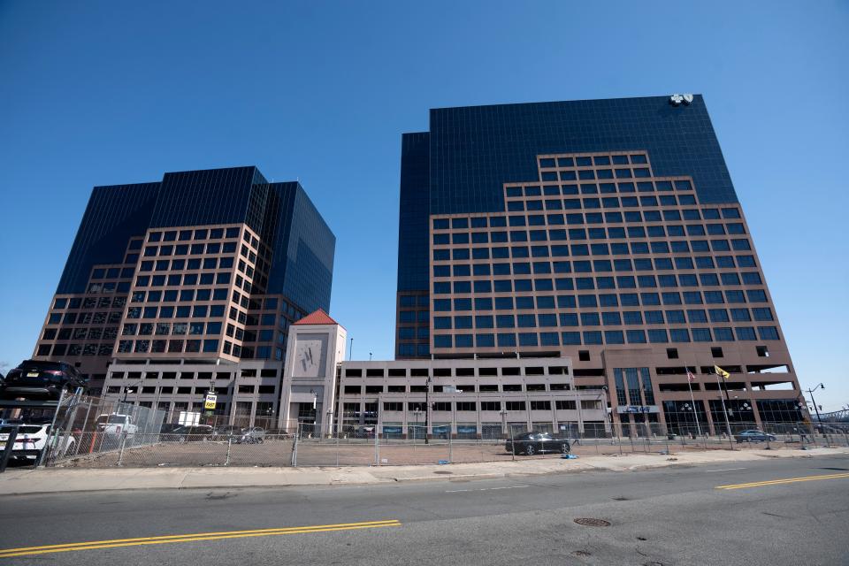 (Right) 3 Penn Plaza East in Newark and (left) the current headquarters of NJ Transit on Tuesday, March 21, 2023. 