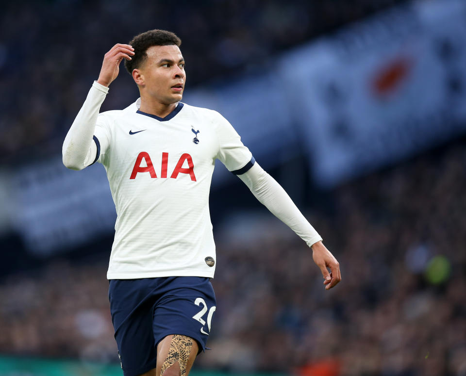 LONDON, ENGLAND - NOVEMBER 30: Dele Alli of Tottenham during the Premier League match between Tottenham Hotspur and AFC Bournemouth  at Tottenham Hotspur Stadium on November 30, 2019 in London, United Kingdom. (Photo by Mark Leech/Offside/Offside via Getty Images)