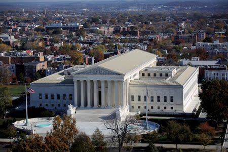 FILE PHOTO - A general view of the U.S. Supreme Court building in Washington, U.S., November 15, 2016. REUTERS/Carlos Barria/File Photo
