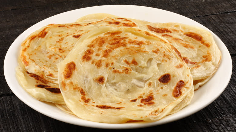 plate of layered paratha