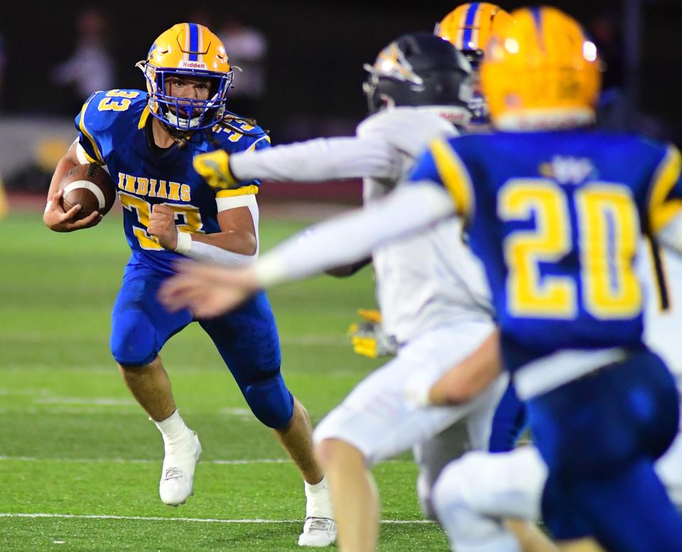 Bryan "Tank" Benedict runs for Waynesboro. Greencastle-Antrim defeated Waynesboro, 17-10, Friday, September 15, 2023 in the annual Stars and Stripes game.