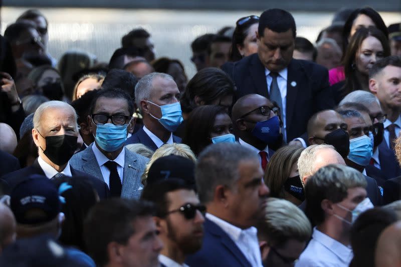 Biden participates in a ceremony at the 9/11 Memorial in New York