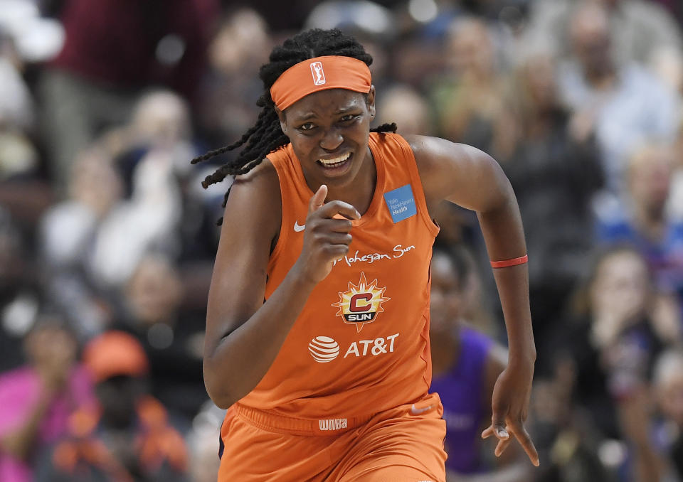 Connecticut Sun's Jonquel Jones is a favorite for league MVP this season. (AP Photo/Jessica Hill)