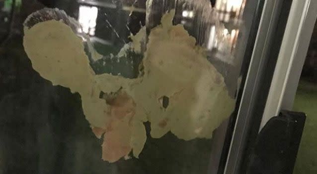 Chicken mince was also smeared on her door. Photo: Supplied