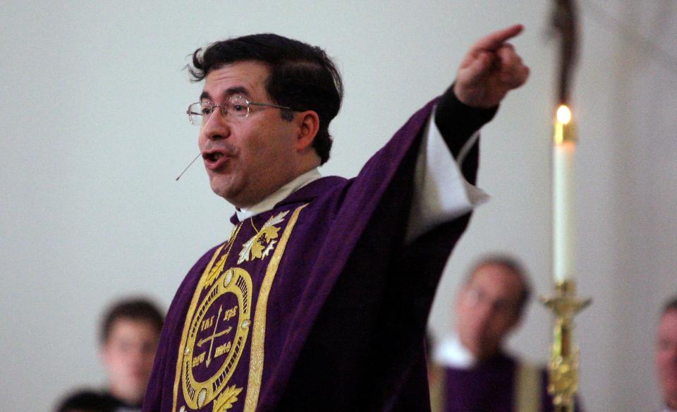 Frank Pavone is seen giving the Homily during a mass at Ave Maria University's Oratory in Naples, Florida, on March 31, 2009.