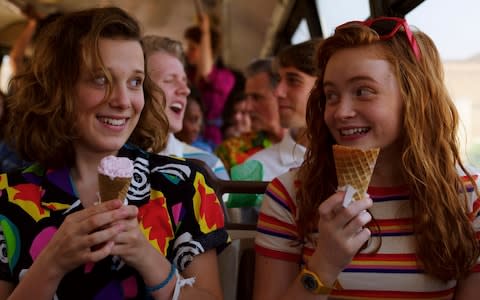 Millie Bobby Brown as Eleven and Sadie Sink as Max