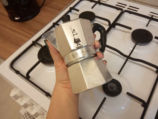 This compact espresso maker