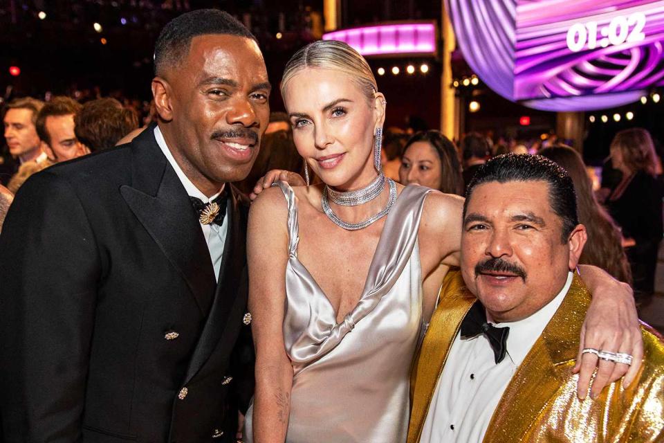 <p>Dana Pleasant/A.M.P.A.S.</p> Colman Domingo, Charlize Theron and Guillermo Rodriguez at the Oscars in Los Angeles on March 10, 2024