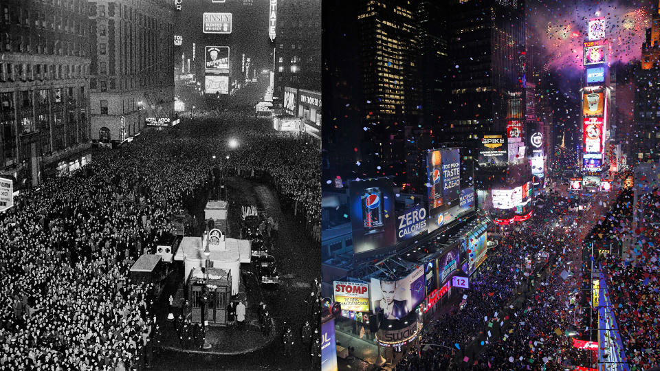 New Year's eve on 1940 (left) and 2010 (right). (Photos: AP)