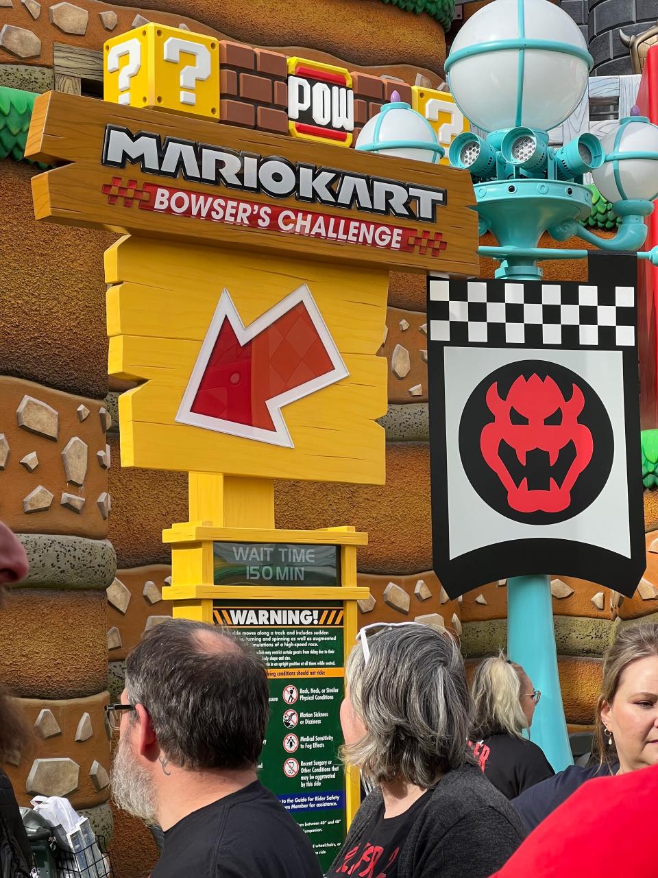Mario Kart: Bowser's Challenge wait time on opening day.