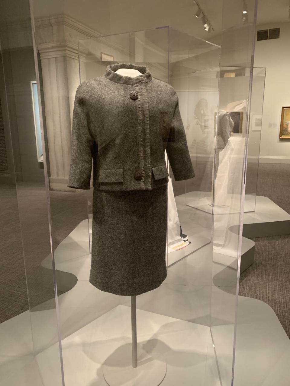 <div class="inline-image__caption"><p>Jackie Kennedy’s gray suit by Chez Ninon, 1961. </p></div> <div class="inline-image__credit">Smithsonian’s National Portrait Gallery</div>