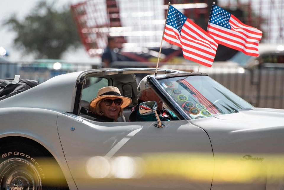 Cruisers arrive at Cruisin’ Central at Centennial Plaza during Cruisin’ the Coast on Tuesday, Oct. 3, 2023.