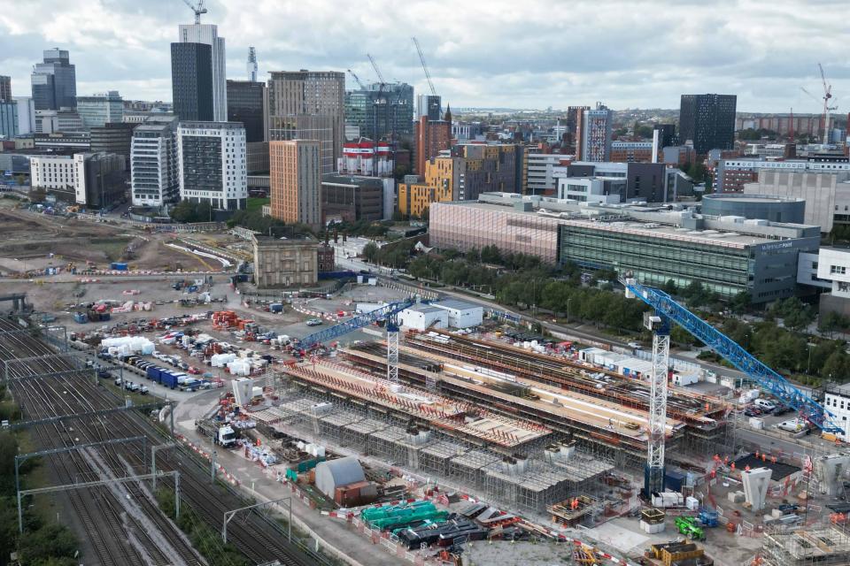 The construction site for the HS2 project at Curzon Street in Birmingham. Prime Minister Rishi Sunak has axed plans for HS2 to run from Birmingham to Manchester. The Prime Minister told his party's conference, taking place in Manchester, the HS2 project's costs had 