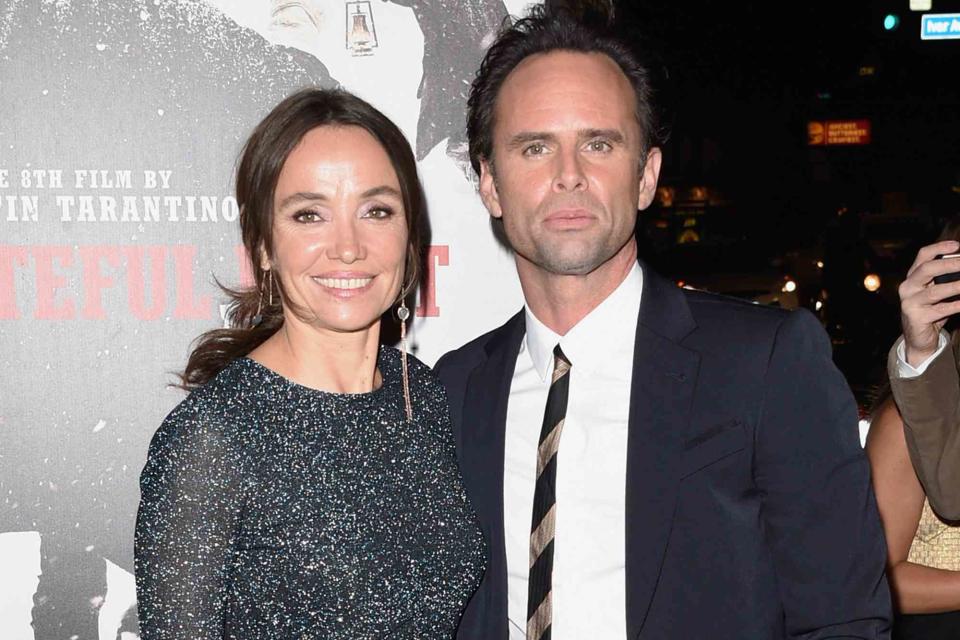 <p>Jason Merritt/Getty</p> Nadia Conners and Walton Goggins attend the Premiere of The Weinstein Company
