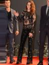 <p>Kristen Stewart wears a backless sequined Zuhair Murad jumpsuit to the Twilight Breaking Dawn Part 2 Premier in London.</p>